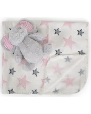 Κουβέρτα με παιχνίδι Cangaroo - Ελέφαντας, ροζ, 90 x 75 cm -1