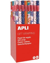 Χαρτί περιτυλίγματος Apli - Με λευκά λουλούδια, 2 х 0.70 m, σκούρο μπλε