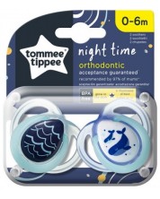 Tommee Tippee Ορθοδοντικές πιπίλες NIGHT TIME 0-6 μηνών, 2 τεμ./συσκευασία,Φάλαινες -1