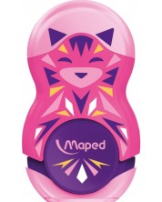 Ξύστρα με γόμα 2 σε 1 Maped Mini Cute - Loopy, ροζ -1