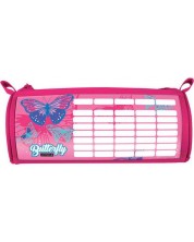 Κασετίνα οβάλ Lizzy Card Pink Butterfly -με σχολικό πρόγραμμα 