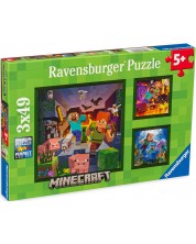 Παζλ Ravensburger από 3 x 49 κομμάτια - Maincraft Biomes