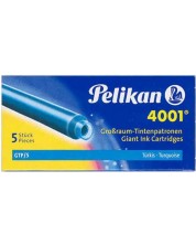 Ανταλλακτικό στυλό Pelikan - μακρύ, 5 τεμάχια, τιρκουάζ