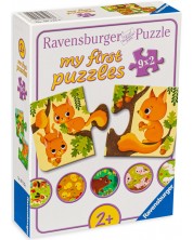 Παζλ Ravensburger από 9 x 2 κομμάτια - Τα ζώα και τα παιδιά τους