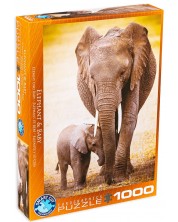 Παζλ Eurographics 1000 κομμάτια - Ελέφαντας με το μικρό του 