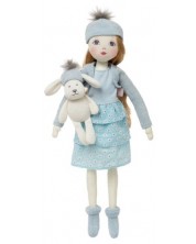 Κούκλα κουρελιού Design a Friend -Με καπέλο πομπόν και λαγουδάκι, μπλε, 40 εκ -1