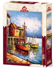 Παζλ Art Puzzle 500 κομμάτια - Λιμάνι σε πορτοκαλί χρώμα -1
