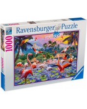 Παζλ Ravensburger από 1000 κομμάτια - Ροζ φλαμίνγκο