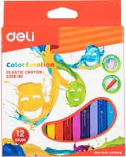 Πλαστικά παστέλ Deli Color Emotion - EC20000, 12 χρωμάτων