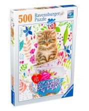 Παζλ Ravensburger από 500 κομμάτια - Γάτα σε ποτήρι