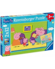 Παζλ Ravensburger από 2 x 12 κομμάτια - Peppa Pig στο σπίτι