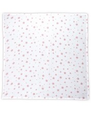 Βαμβακερή πάνα Lorelli - 80 х 80 cm, λευκή με ροζ αστέρια -1