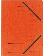 Φάκελος  Herlitz - Quality,με λάστιχο και τρείς  θήκες, πορτοκαλί -1