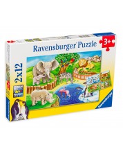 Παζλ Ravensburger  2 x 12 κομμάτια - Τα ζώα στον ζωολογικό κήπο