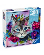 Παζλ Ravensburger από 200 κομμάτια - Γάτα με λουλούδια