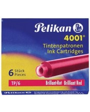 Ανταλλακτικό στυλό Pelikan - κοντό, 6 τεμάχια, κόκκινο