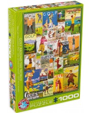 Παζλ Eurographics 1000 κομμάτια - Το γκολφ στον κόσμο, βίντατζ αφίσες  -1