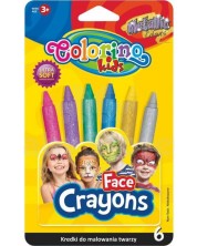 Κηρομπογιές προσώπου Colorino Kids - 6 χρώματα, μεταλλικό