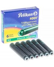 Ανταλλακτικό στυλό Pelikan - κοντό, 6 τεμάχια, πράσινο