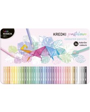 Παστέλ χρωματιστά μολύβια Kidea - 36 χρώματα, σε μεταλλικό κουτί -1