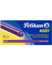 Ανταλλακτικό στυλό Pelikan - μακρύ, 5 τεμάχια, μωβ