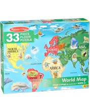 Παζλ δαπέδου Melissa & Doug - Χάρτης του κόσμου, 33 κομμάτια