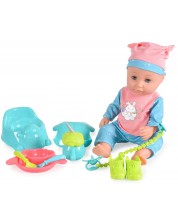 Κούκλα που κατουράει μωρό Moni - Με μπλε καπέλο και αξεσουάρ, 36 εκ