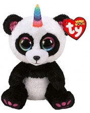 Λούτρινο παιχνίδι TY Toys Beanie Boos - Πολύχρωμο panda με κέρατο Paris, 15 εκ  