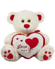 Λούτρινο παιχνίδι Amek Toys -  Αρκούδα με καρδιά με κόκκινο περίγραμμα, 45 cm -1