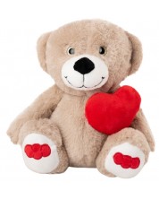 Λούτρινο παιχνίδι Amek Toys - Αρκούδα με καρδιά, μπεζ, 25 εκ -1