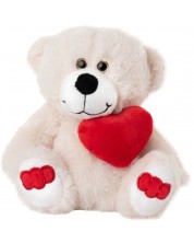 Λούτρινο παιχνίδι Amek Toys - Λευκή αρκούδα με κόκκινη καρδιά, 19 cm -1