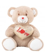 Λούτρινο παιχνίδι Amek Toys - Αρκούδα με καρδιά, μπεζ, 24 εκ