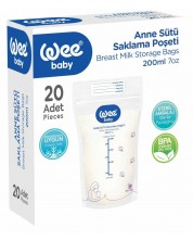 Σακουλάκια Αποθήκευσης Μητρικού Γάλακτος Wee Baby - 20 τμχ, 200 ml -1