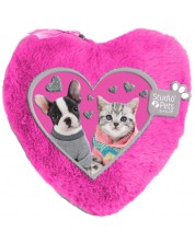 Σχολική κασετίνα λούτρινη Paso Studio Pets - Καρδιά, ροζ