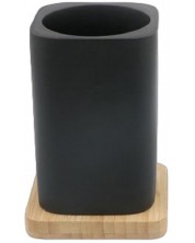 Βάση οδοντόβουρτσας Inter Ceramic - Ninel, 8,5 x 12,2 cm, μαύρο-μπαμπού