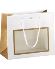 Τσάντα δώρου  Giftpack - 20 x 10 x 17 cm, λευκό και χάλκινο, με παράθυρο PVC
