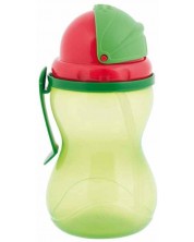 Μεταβατικό μπουκάλι που δεν διαρρέει με μαλακό καλαμάκι Canpol - Πράσινο, 370 ml -1