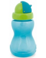 Μεταβατικό μπουκάλι με καλαμάκι και καπάκι Canpol - Blue, 270 ml -1