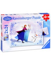 Παζλ Ravensburger 2 x 24 κομμάτια - Ψυχρά κι Ανάποδα, Αδελφές για πάντα