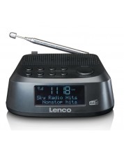 Ραδιοφωνικό ηχείο με ρολόι Lenco - CR-605BK,μαύρο -1