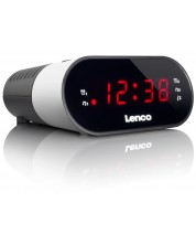 Ραδιοφωνικό ηχείο με ρολόι Lenco - CR-07, λευκό/μαύρο -1