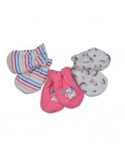 Γάντια για νεογέννητο Cangaroo - Kay, 3 ζευγάρια, ροζ -1