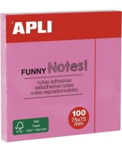 Αυτοκόλλητες σημειώσεις Apli - 100 φύλλα, 75 x 75 mm, ροζ παστέλ -1