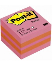 Αυτοκόλλητος κύβος  Post-it - Pink, 5.1 x 5.1 cm, 400 φύλλα -1