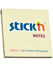 Αυτοκόλλητες σημειώσεις Stick'n - 76 x 76 χιλ., κίτρινο, 100 φύλλα -1