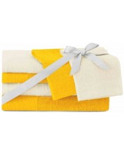 Σετ 6 πετσέτες AmeliaHome - Flos, κρέμα/κίτρινο