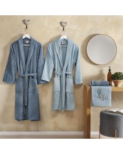 Οικογενειακό σετ μπουρνούζια και πετσέτες TAC - Spring Soft Bamboo, 4 μέρη, μπλε -1