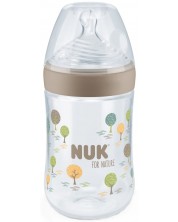 Μπουκάλι με θηλή σιλικόνης NUK for Nature - 260 ml,μέγεθος Μ, Μπεζ -1
