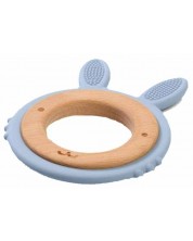 Μασητικό οδοντοφυΐας σιλικόνης με ξύλινο δαχτυλίδι  Babyono - Bunny -1