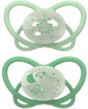 Πιπίλες σιλικόνης NIP My Butterfly Green - Λαγουδάκι και αστέρι, 0-6 μηνών, 2 τεμαχίων, πράσινο -1